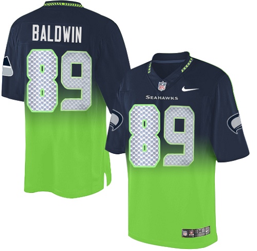 Men's Elite Doug Baldwin Nike Jersey Navy/Green - #89 Fadeaway NFL Seattle Seahawks